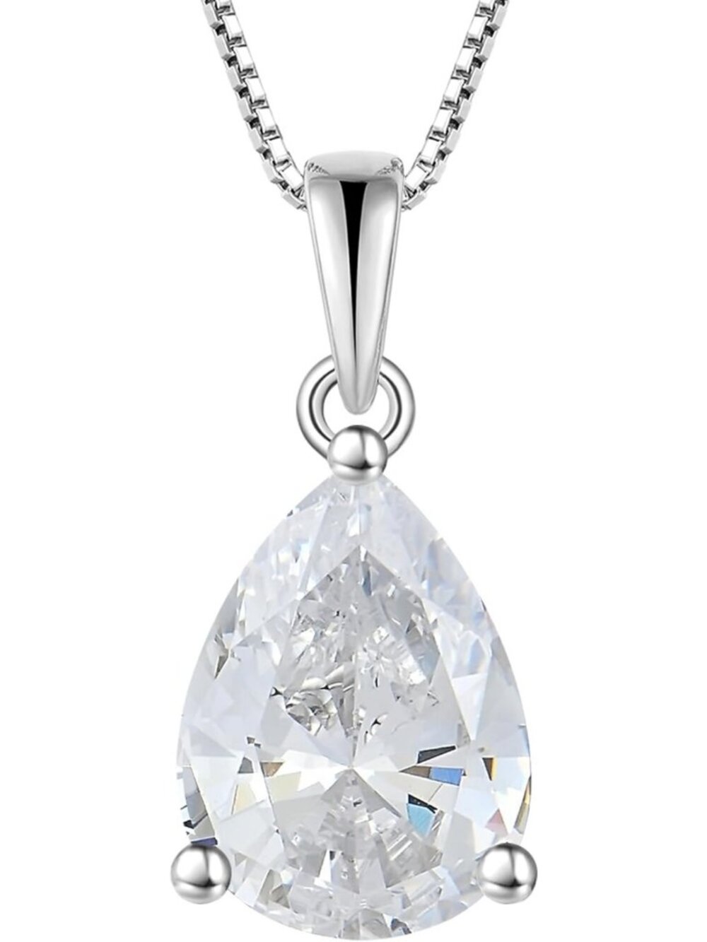 Teardrop Pendant Necklace 925 Sterling Silver, Multicolored Birthstone Jewelry